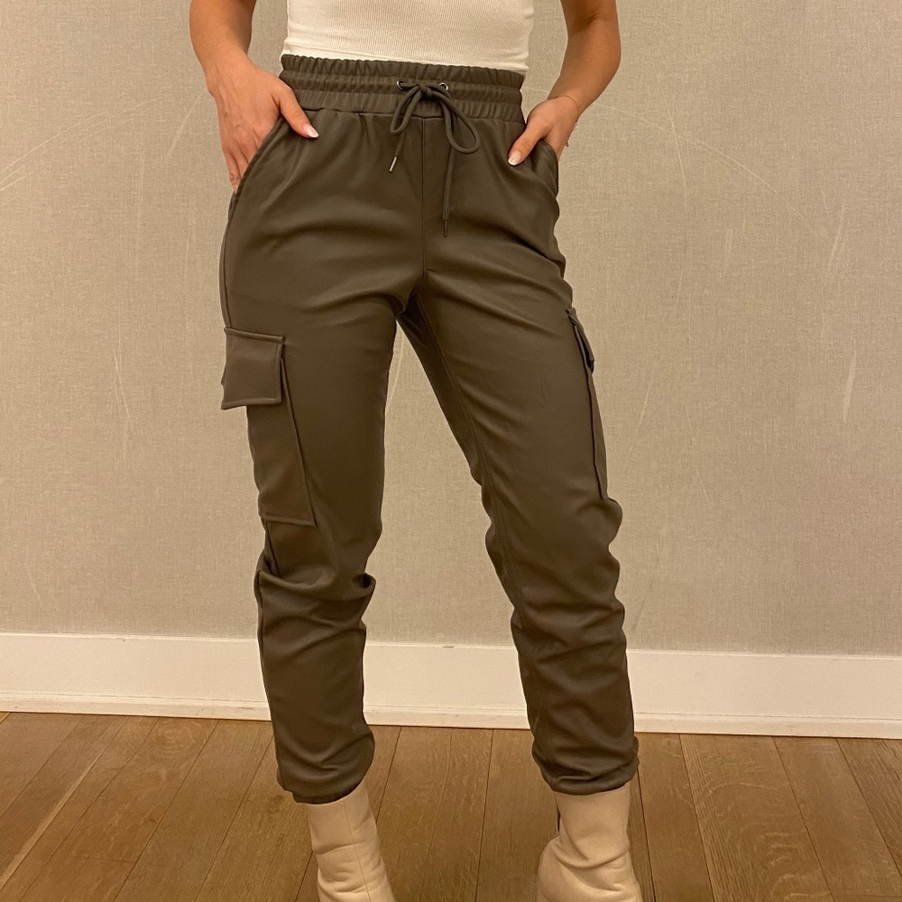 M Boutique Seven Sisters faux leather cargo pants